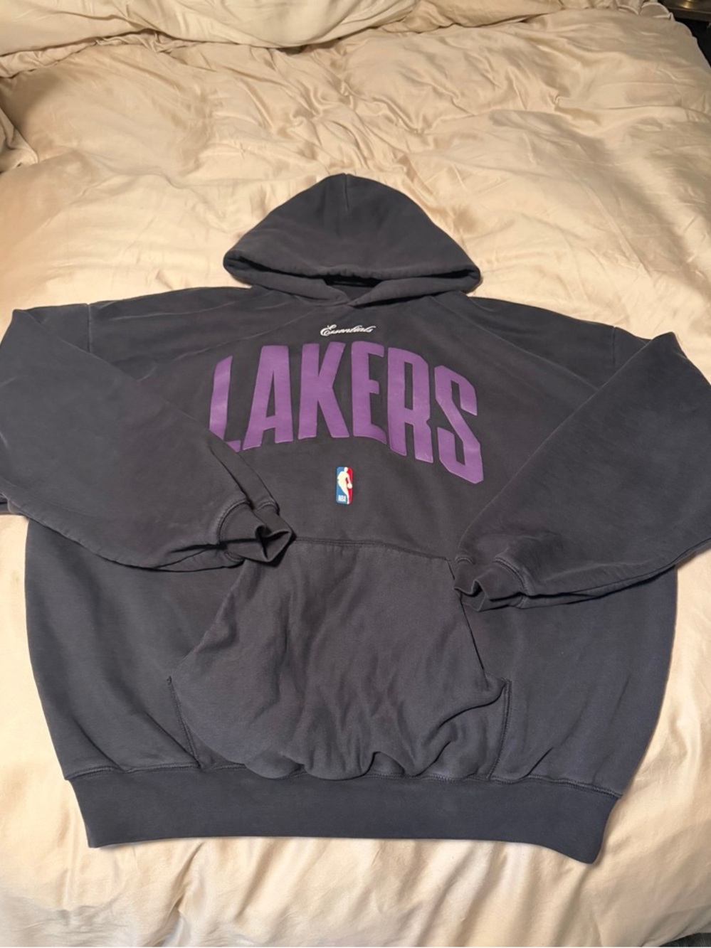 Fear of God Men's Crewneck Hoodie - Black with Purple Logo